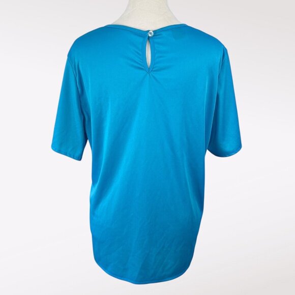 Blair Blue Short Sleeve Top Pullover Blouse Keyhole Back Size Medium - Picture 5 of 9